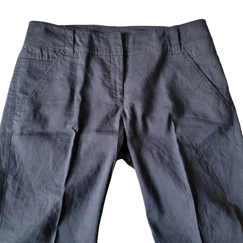Eileen‎ Fisher Dark Gray Linen Blend Tapered Cropped Business Casual Pants Sz 10